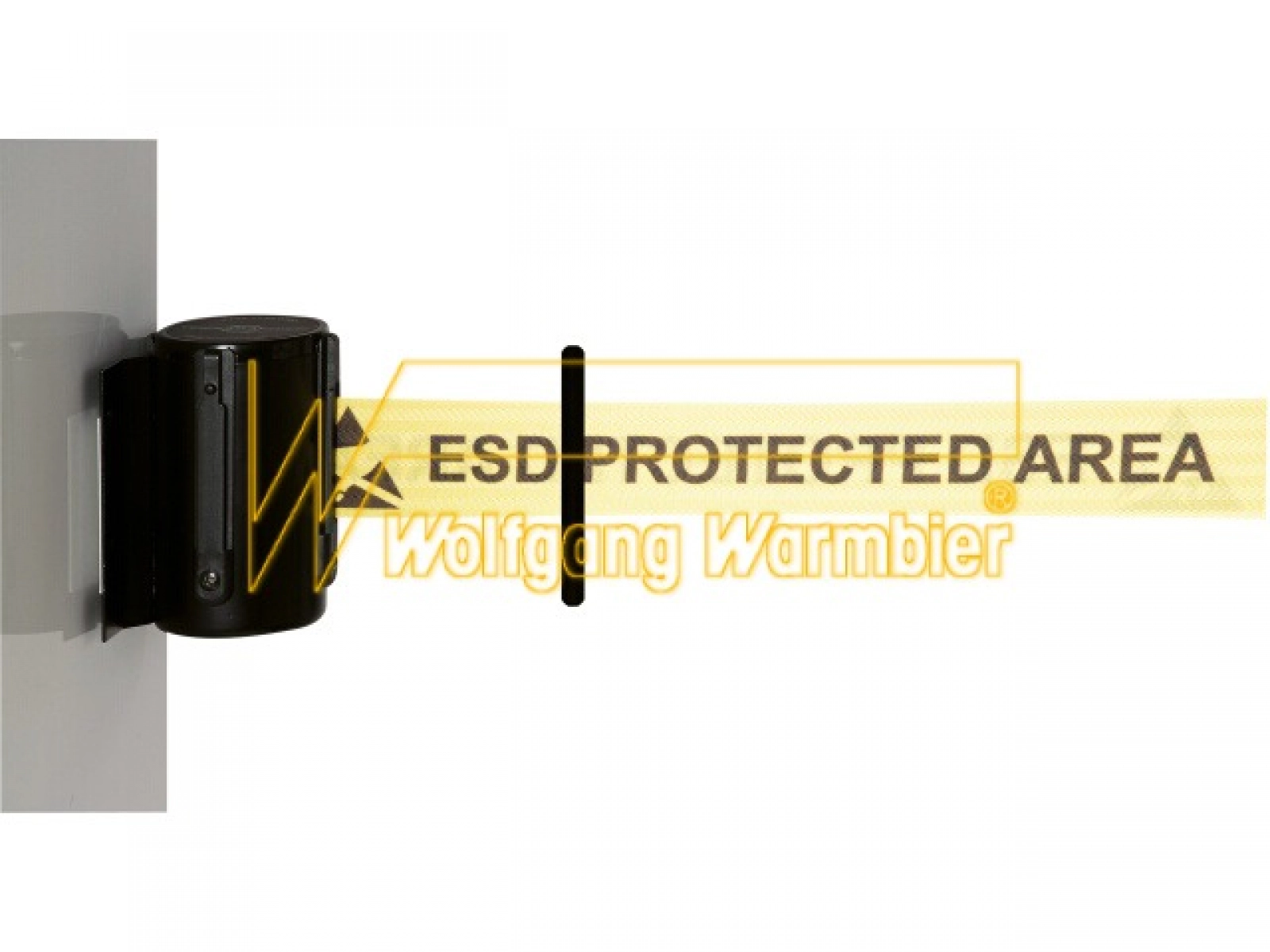 Duvara Monte Geri çekilebilir Kemer Başlığı, Siyah Baskı Almanca/İngilizce